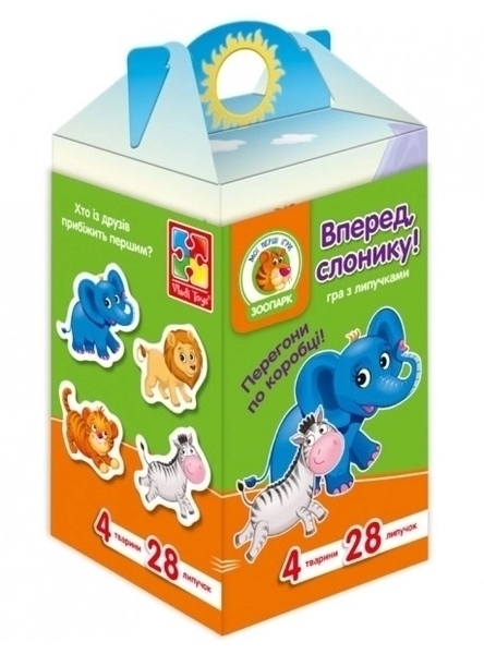 Подарок. Игра с липучками Vladi Toys Беги, слоник, укр. язык (VT1312-12) - Pampik