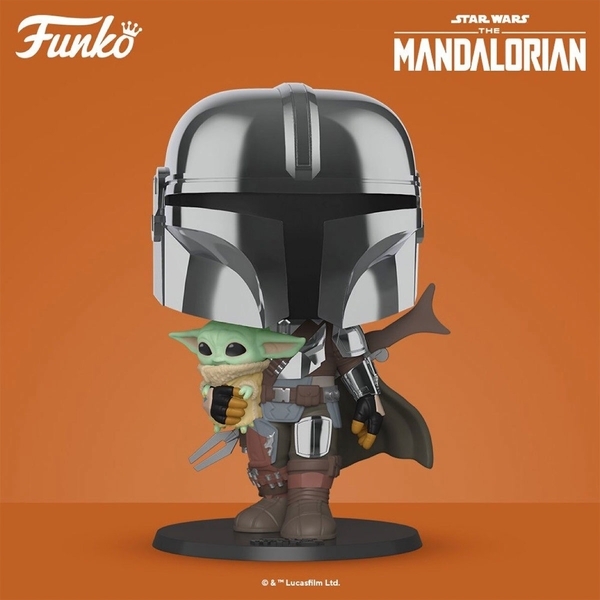 Игровая фигурка Funko Pop Мандалорец - Мандалорец в хроме с малышом (49931) - Pampik - 5