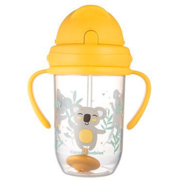 Чашка непроливайка з трубочкою та обважувачем Canpol Babies Exotic, 270 мл, жовтий (56/606_yel) - Pampik