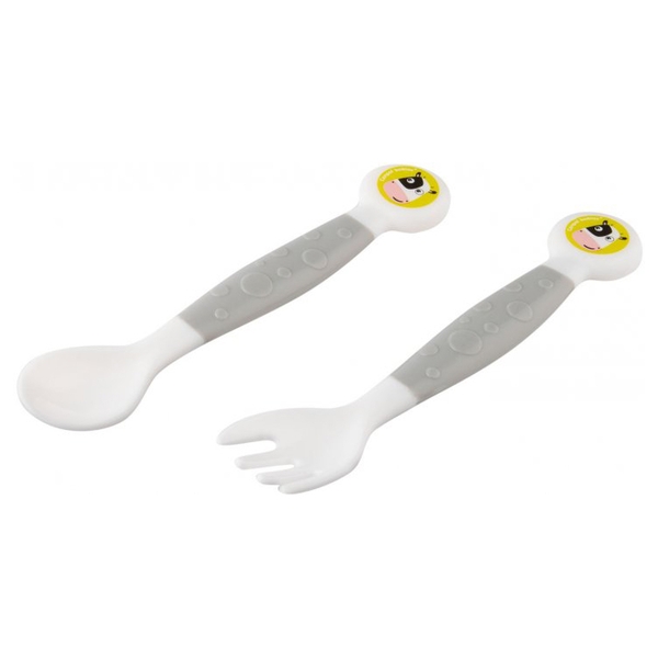 Вилка та ложка Canpol Babies з гнучкими ручками, сірий (56/580) - Pampik