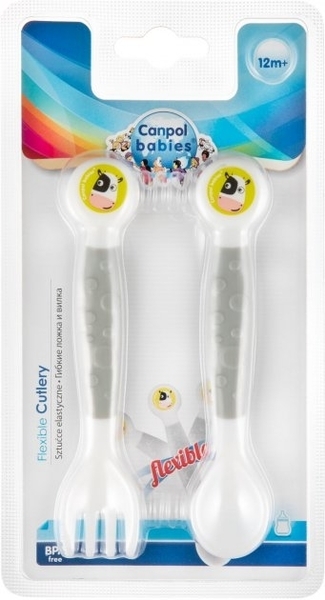 Вилка та ложка Canpol Babies з гнучкими ручками, сірий (56/580) - Pampik - 5