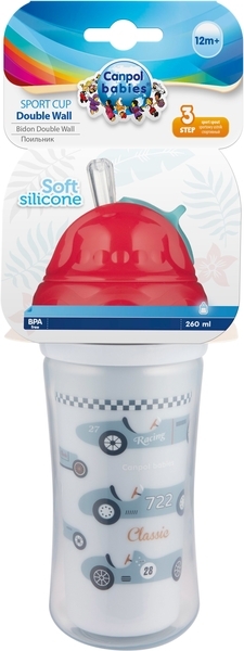 Поильник с силиконовым носиком Canpol Babies Автомобиль, двойная стенка, 260 мл - Pampik - 3