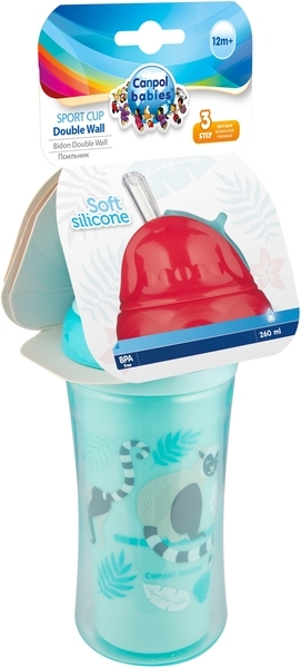 Поильник с силиконовым носиком Canpol Babies Лемур, двойная стенка, 260 мл - Pampik - 3