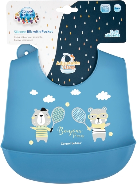 Нагрудник Canpol Babies силіконовий з кишенею Bonjour Paris, синій - Pampik - 2