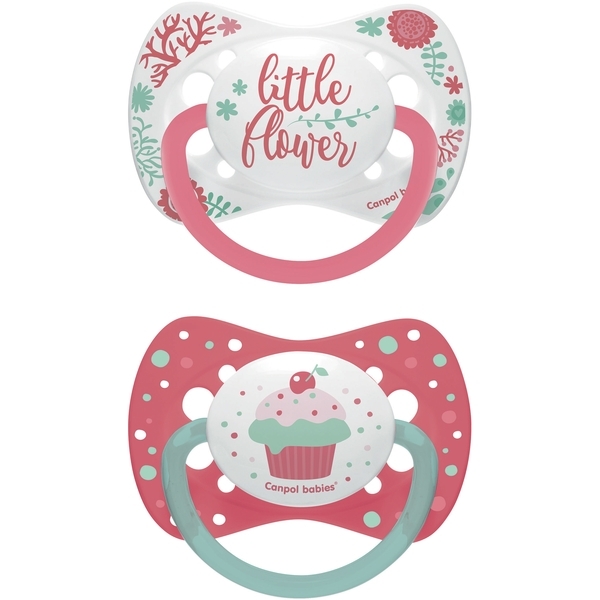 Пустышка Canpol Babies силиконовая симметричная, 18+ мес., коралловый, 2 шт. - Pampik