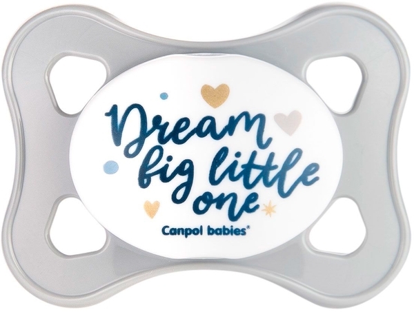 Пустушка Canpol Babies Mini силіконова симетрична, 0-2 міс., сірий, 2 шт. - Pampik - 3