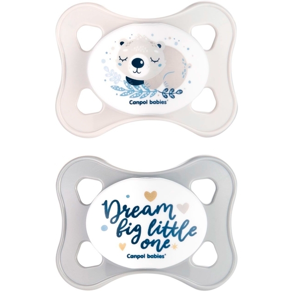 Пустушка Canpol Babies Mini силіконова симетрична, 0-2 міс., сірий, 2 шт. - Pampik