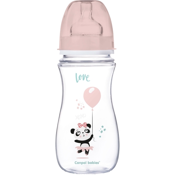 Антиколікова пляшечка для годування Canpol Babies Easystart Toys Панда, 300 мл, рожевий (35/222_pin) - Pampik