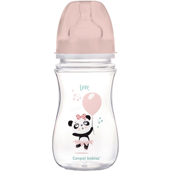 Антиколікова пляшечка для годування Canpol Babies Easystart Toys Панда, 240 мл, рожевий - Pampik