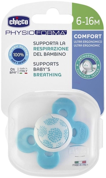Силіконова пустушка Chicco Physio Comfort, 6-16 міс., блакитний (74913.21.00.00) - Pampik - 2