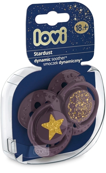 Динамичная силиконовая пустышка Lovi Stardust, 18+ мес, фиолетовый, 2 шт. - Pampik - 2