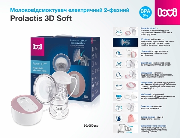 Молоковідсмоктувач Lovi Skin Prolactis 3D Soft двофазний електричний - Pampik - 4