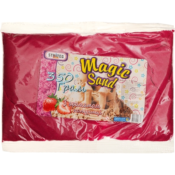 Кінетичний пісок Strateg Magic Sand, з ароматом полуниці, 350 г, рожевий (370-11) - Pampik