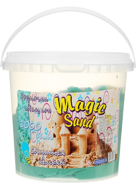 Кінетичний пісок Strateg Magic Sand, світиться у темряві, м'ятний, 350 г (370-9) - Pampik - 2