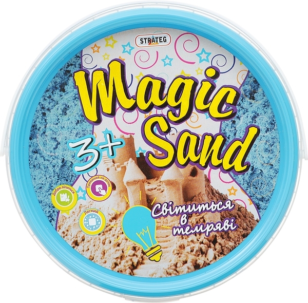 Кінетичний пісок Strateg Magic Sand, світиться у темряві, 500 г, блакитний (371-9) - Pampik