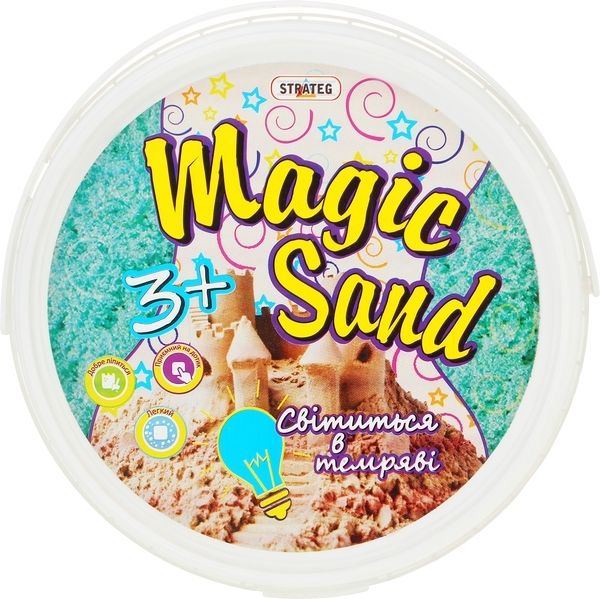 Кінетичний пісок Strateg Magic Sand, світиться у темряві, м'ятний, 350 г (370-9) - Pampik