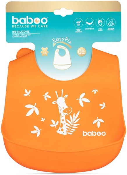 Силіконовий нагрудник Baboo, від 4 місяців, помаранчевий (90445) - Pampik - 6