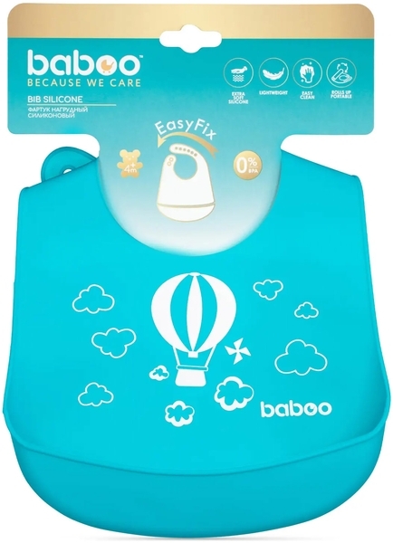 Силіконовий нагрудник Baboo, від 4 місяців, синій (90446) - Pampik - 6