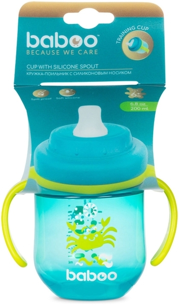 Чашка-непроливайка з силіконовим носиком Baboo, 6+ місяців, 200 мл, бірюзовий (90600) - Pampik - 4