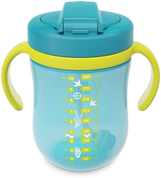 Чашка-непроливайка з трубочкою Baboo, 6+ місяців, 300 мл, бірюзовий (90602) - Pampik - 2