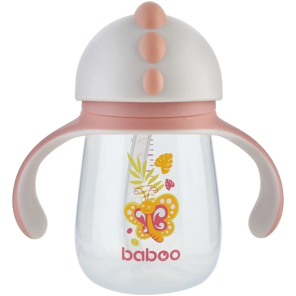 Чашка-непроливайка с трубочкой Baboo Butterfly, 9+ месяцев, 260 мл (90442) - Pampik