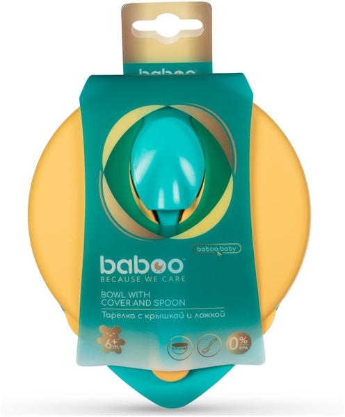 Тарілочка глибока Baboo з кришкою та ложечкою, 6+ місяців, помаранчевий (90593) - Pampik - 4