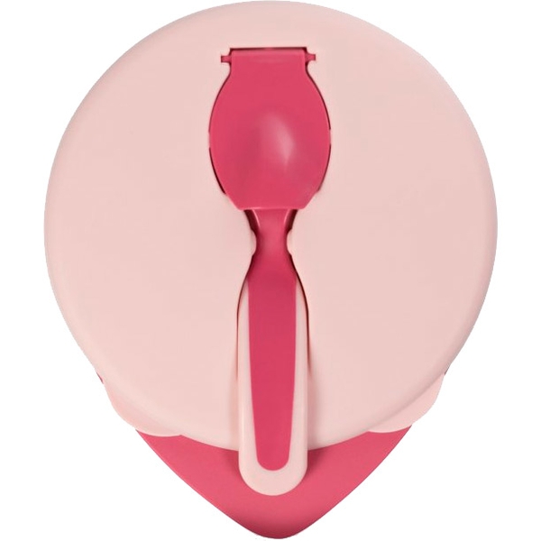 Тарелочка глубокая Baboo с крышкой и ложечкой, 6+ месяцев, розовый (90592) - Pampik