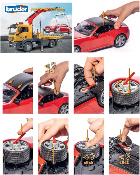 Іграшковий евакуатор Bruder MAN TGS з родстером (03750) - Pampik - 6