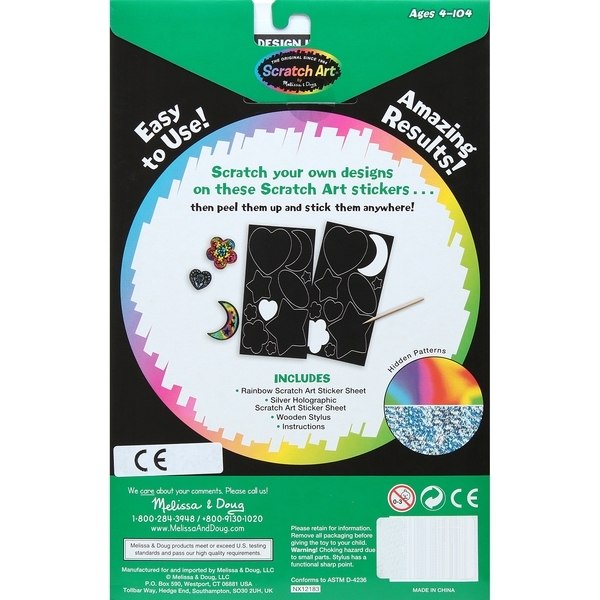 Набір наклейок-царапок Melissa&Doug Silver & Rainbow Scratch Art Stickers, 20 шт. (MD5824) - Pampik - 2