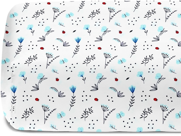 Простирадло на гумці Cosas, ранфорс, 120х60х10 см, білий з блакитним - Pampik - 2