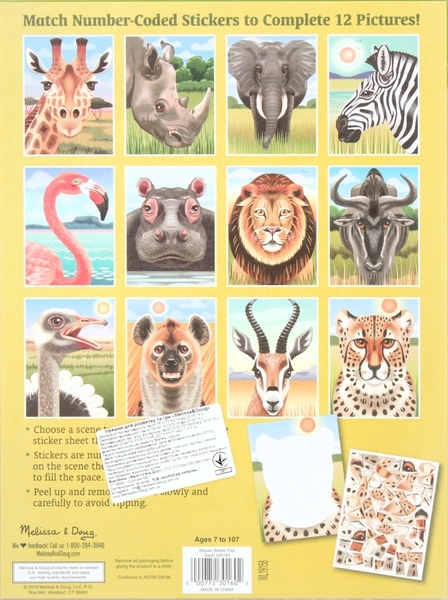 Мозаїчні наклейки Melissa&Doug Сафарі (MD30160) - Pampik - 2