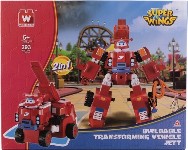 Конструктор-трансформер Super Wings Small Blocks 2-in-1 Buildable Transforming Vehicle Jett, Джетт (EU385005) - Pampik - 10