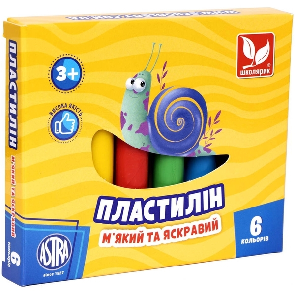 Пластилін восковий круглий Школярик, 6 кольорів (83811905-UA) - Pampik