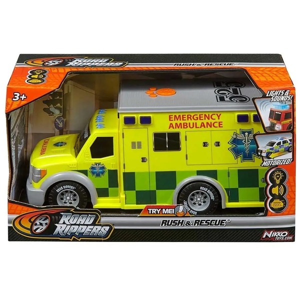 Машинка Road Rippers Rush & rescue Швидка допомога-рятувальники, з ефектами, жовта з зеленим (20241) - Pampik - 5