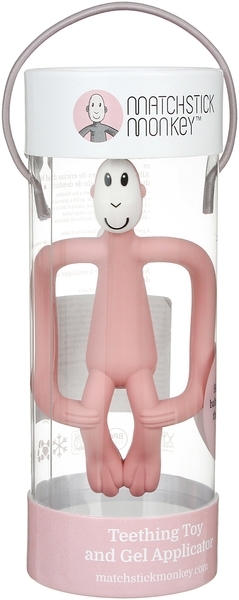 Іграшка-прорізувач Matchstick Monkey Мавпа, 10,5 см, рожевий пудровий (MM-T-010) - Pampik - 2