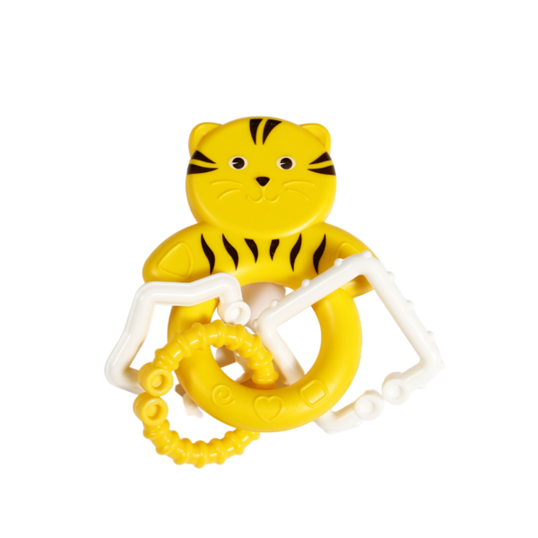 Іграшка-брязкальце Lindo Котик з кільцями, жовтий (1617 желт) - Pampik