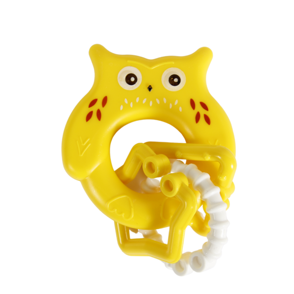 Іграшка-брязкальце Lindo Сова з кільцями, жовтий (1618 жовт) - Pampik