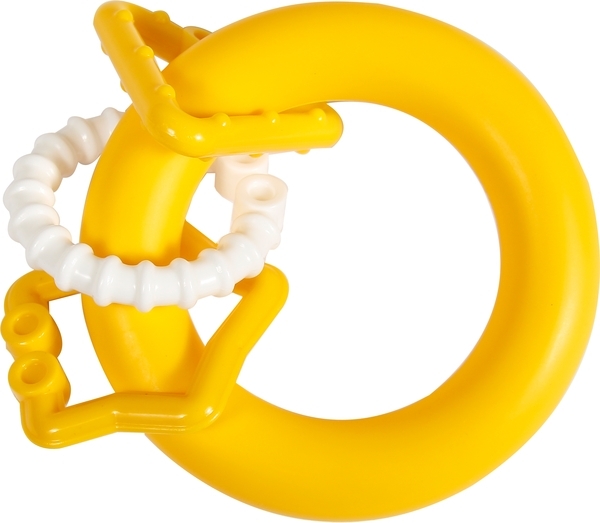 Игрушка-погремушка Lindo Кольцо с кольцами, желтый с белым (1619 жов/біл) - Pampik