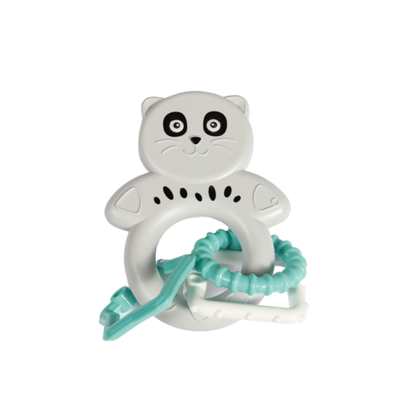 Іграшка-брязкальце Lindo Котик з кільцями, сірий (1617 сір) - Pampik