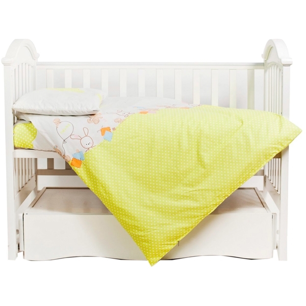 Комплект детской постели Twins Comfort Горошки, 120х60, зеленый, 3 элемента (3051-C-022) - Pampik