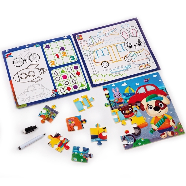 Развивающий набор с пазлами 4в1 Vladi Toys Транспорт, укр. язык (VT2002-01) - Pampik - 2