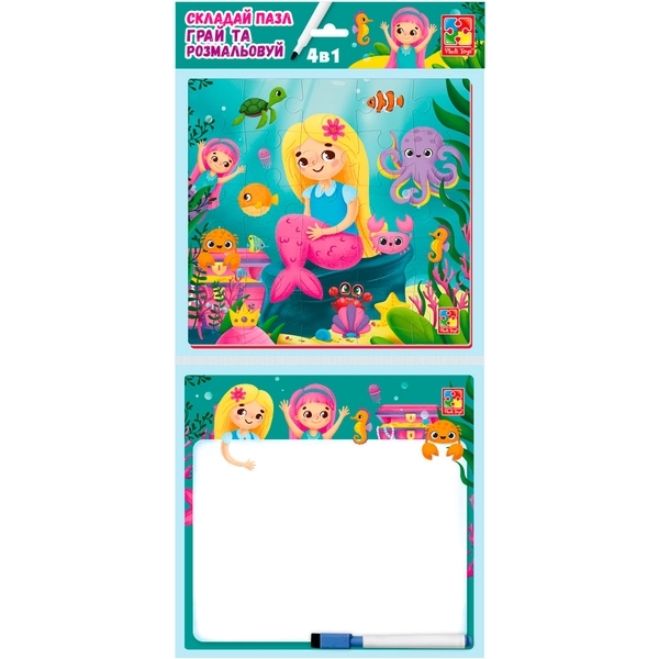 Розвиваючий набір із пазлами 4в1 Vladi Toys Русалки, укр. мова (VT2002-04) - Pampik