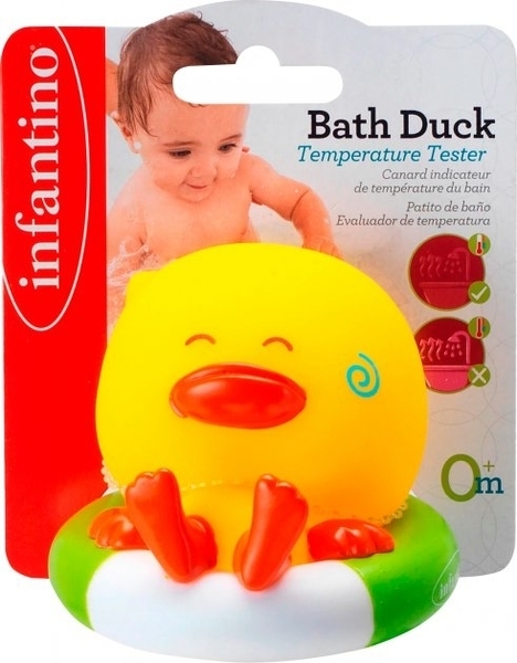 Игрушка для купания с тестером температуры воды Infantino Утенок на отдыхе, желтый (205052) - Pampik - 2