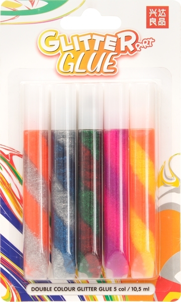 Клей с блестками "Glitter Art Glue", 5 двойных цветов Shantou - Pampik