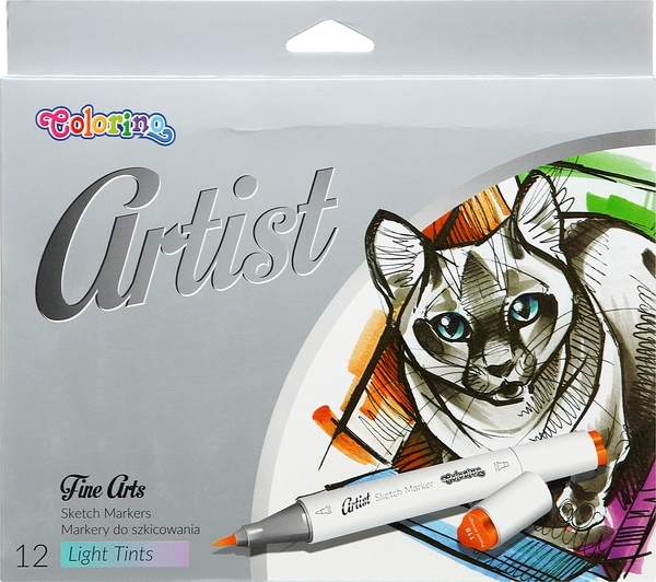 Маркеры двусторонние для эскизов "Artist", пастельные, 12 цветов Colorino - Pampik