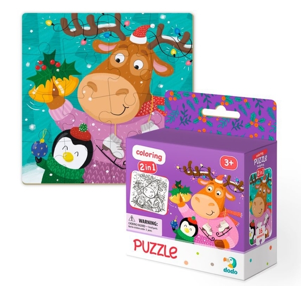 Пазл 2 в 1 DoDo Олень и пингвинчик, 16 элементов (300353) - Pampik - 2
