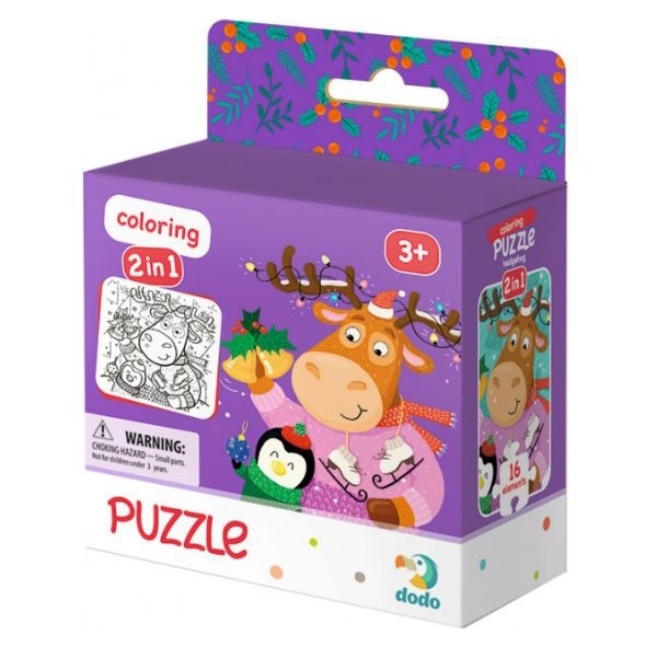 Пазл 2 в 1 DoDo Олень и пингвинчик, 16 элементов (300353) - Pampik