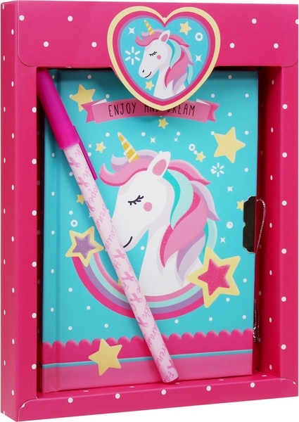 Блокнот детский "Единорог со звездами" 15х11 см, в подарочной упаковке с ручкой Angel Notes - Pampik - 2