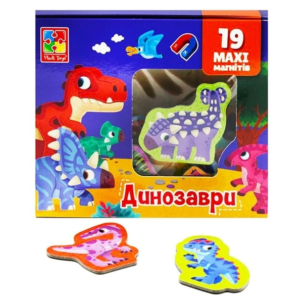 Набір магнітів Vladi Toys Динозаври, укр. (VT3106-23) - Pampik - 3