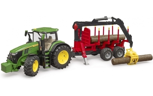 Іграшка Bruder трактор John Deere 7R 350 з причепом, краном та колодами (03154) - Pampik - 6